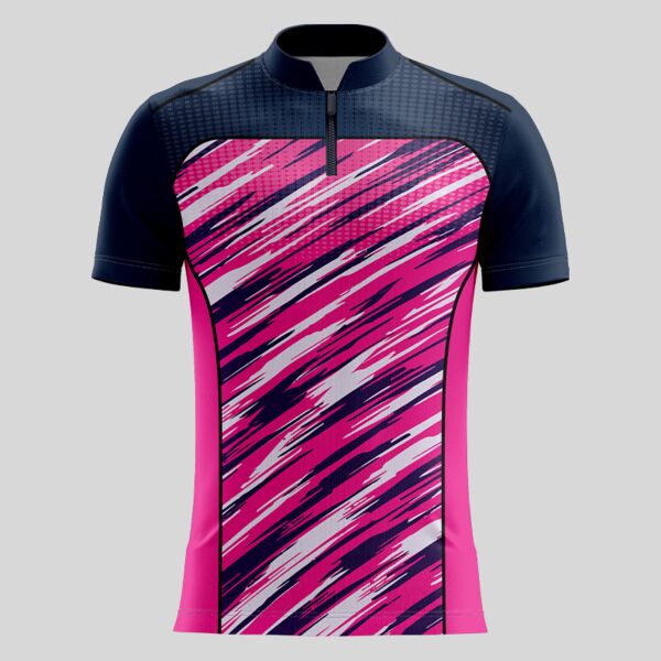 Pink Esport Pattern Full Print Chinese Collar Shirt Thumbnail