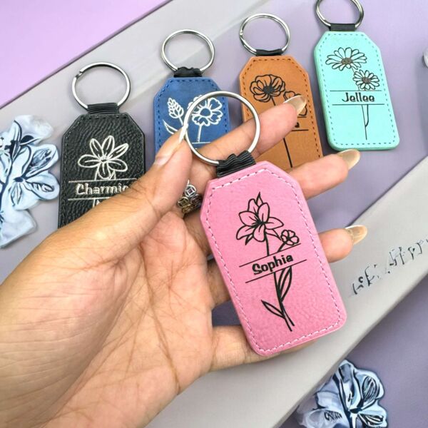 Engraving Leather Barrel Keychain Thumbnail