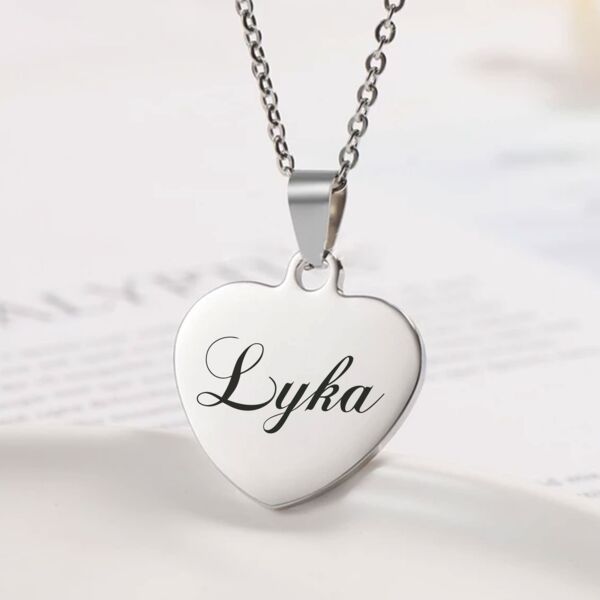 Engraving Heart Stainless Necklace Thumbnail