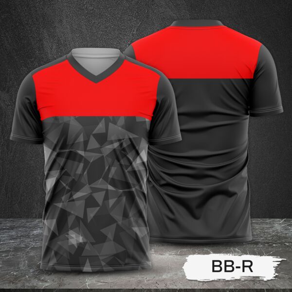 Red and Black with Geometric Design Full Sublimation Shirt Thumbnail