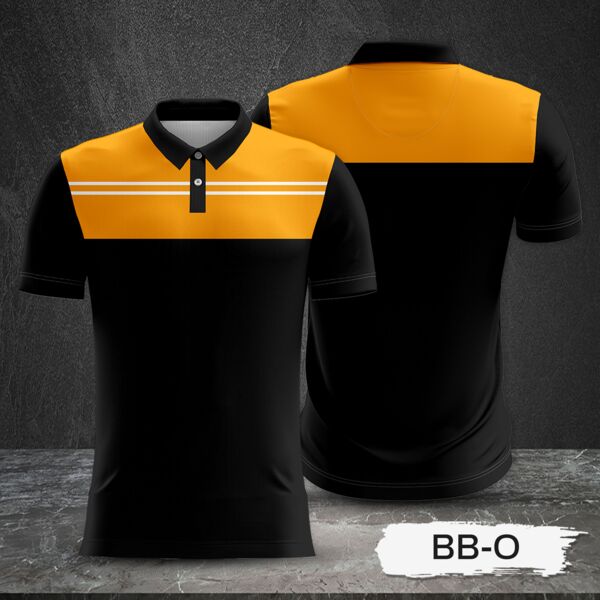 Orange and Black Combination Full Sublimation Polo Shirt Thumbnail