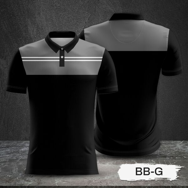 Gray and Black Combination Full Sublimation Polo Shirt Thumbnail