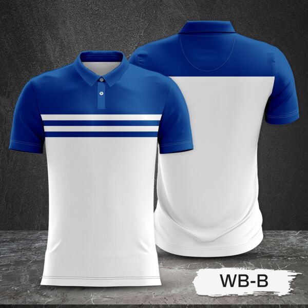 2 Color Combination with Colored Top and White Body Full Print Sublimation Polo Shirt Thumbnail