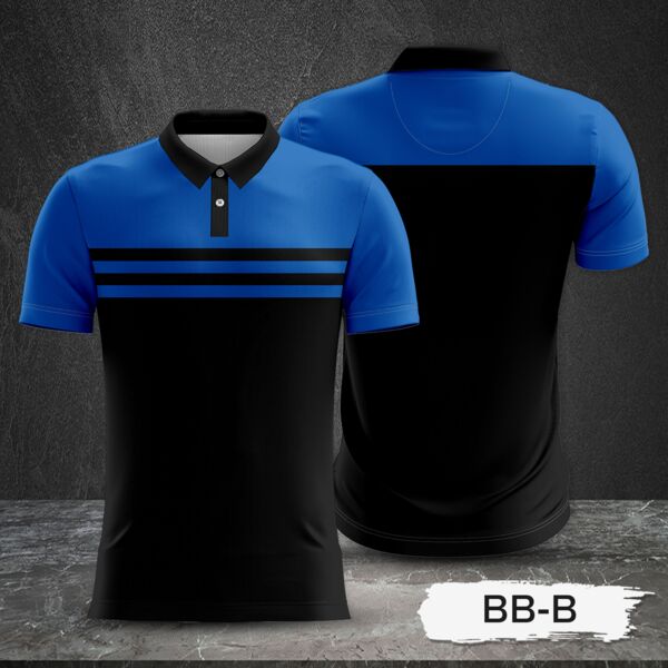 2 Color Combination with Colored Top and Black Body Full Print Sublimation Polo Shirt Thumbnail