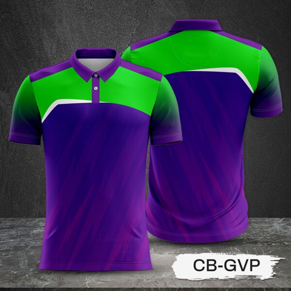 2 Color Combination with Texture Design and Gradient Sleeve Full Print Sublimation Polo Shirt Thumbnail