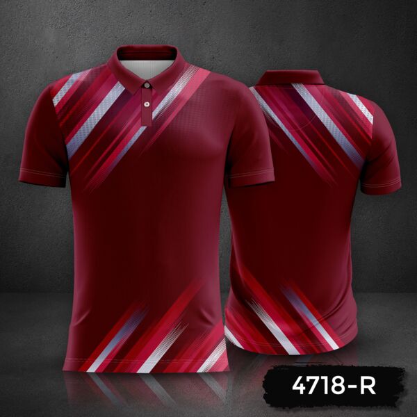 Abstract Linear Design Polo Shirt Full Print Sublimation Thumbnail