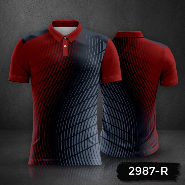 Abstract with Gradient Color Design Polo Shirt Full Print Sublimation Thumbnail