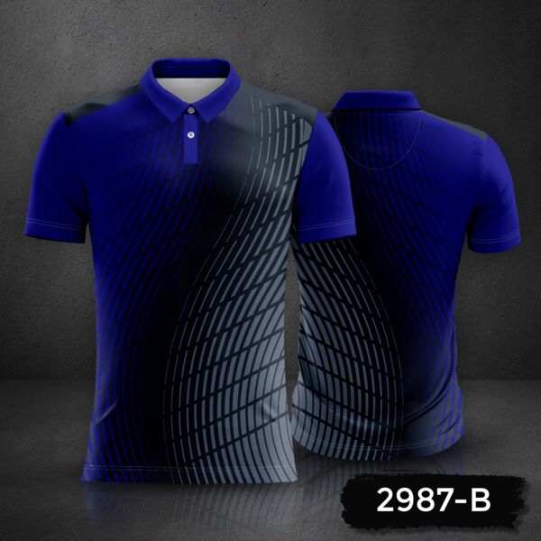 Abstract with Gradient Color Design Polo Shirt Full Print Sublimation Thumbnail