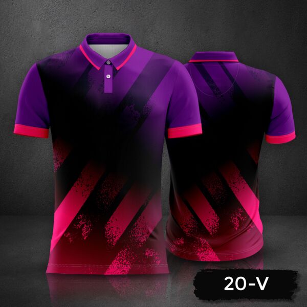 Gradient with Grunge Design Esport Jersey Uniform Polo Shirt Full Print Sublimation Thumbnail