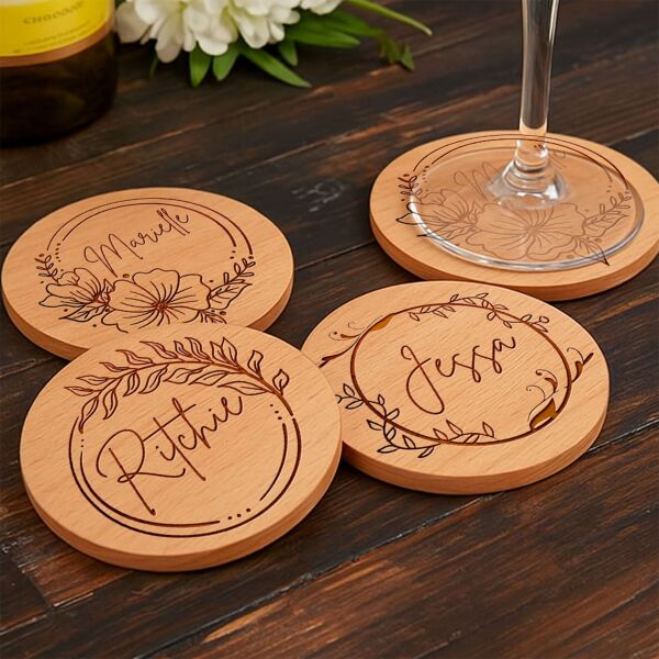Engrave Wooden Round Coaster Pad Thumbnail